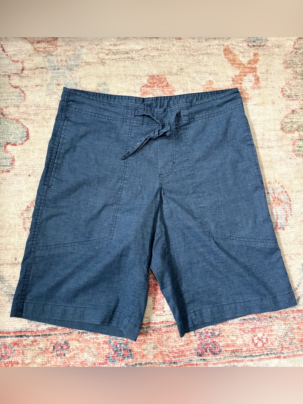 Prana Sutra Hemp Blend Lightweight Shorts Blue Mens Size XS Yoga Casual